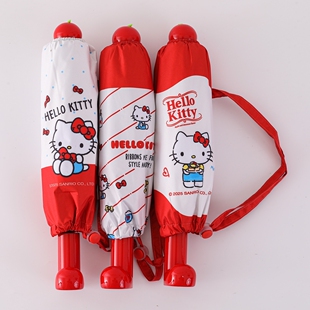 凯蒂猫折叠雨伞手动黑胶防晒防紫外线遮阳防晒伞晴雨两用学生便携