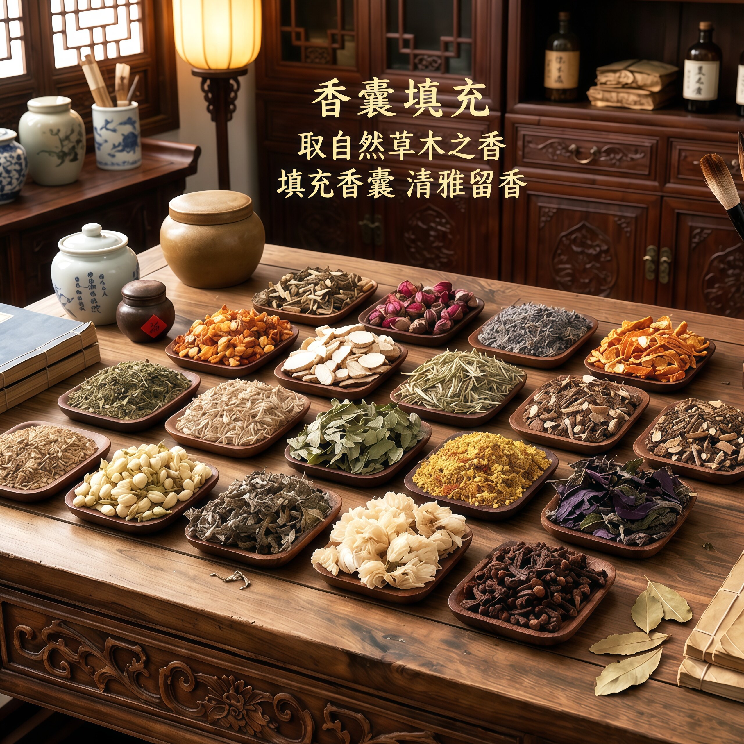 端午节香包香囊填充中草药图片