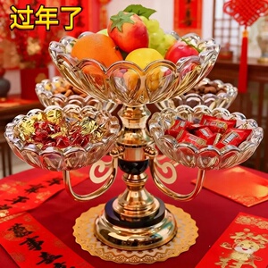 欧式轻奢玻璃多层水果盘
