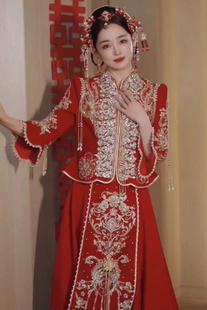 出租租赁 加大码胸围104CM云梦瑶印度丝珍珠钻秀禾服新娘中式嫁衣