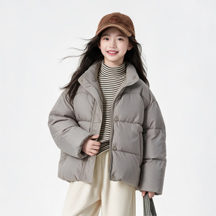 波拉童装女童连帽棉服2026冬装冬季韩系宽松短款棉衣儿童保暖面包