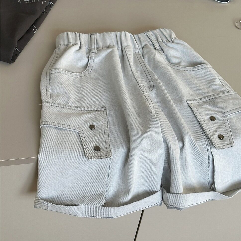 波拉童装2026夏装夏款儿童牛仔短裤韩版男童白色短裤女童洋气五分