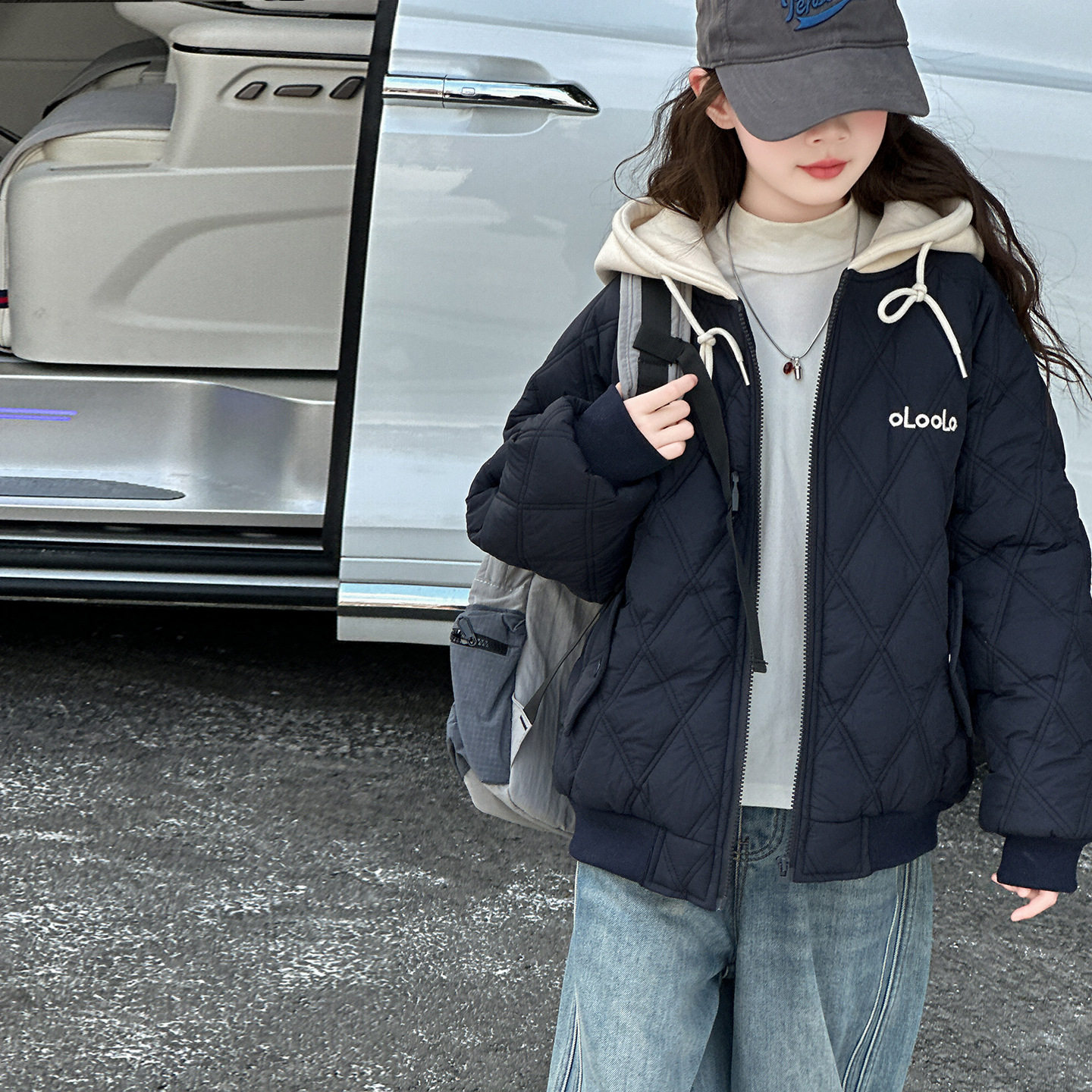 波拉童装女童夹棉棒球服棉服秋冬季2026冬装儿童连帽棉袄加厚二棉