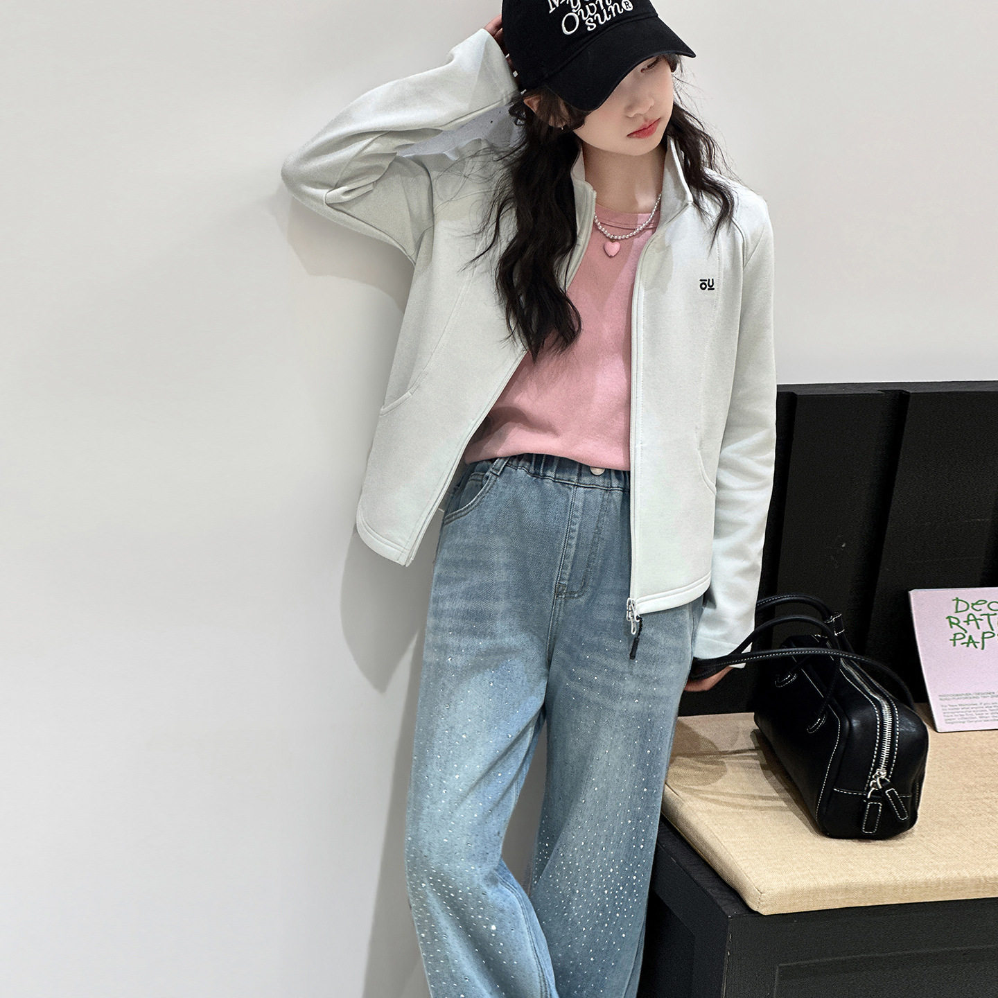 波拉童装女童短款夹克2026秋装儿童超好看中大童短款拉链衫立领外