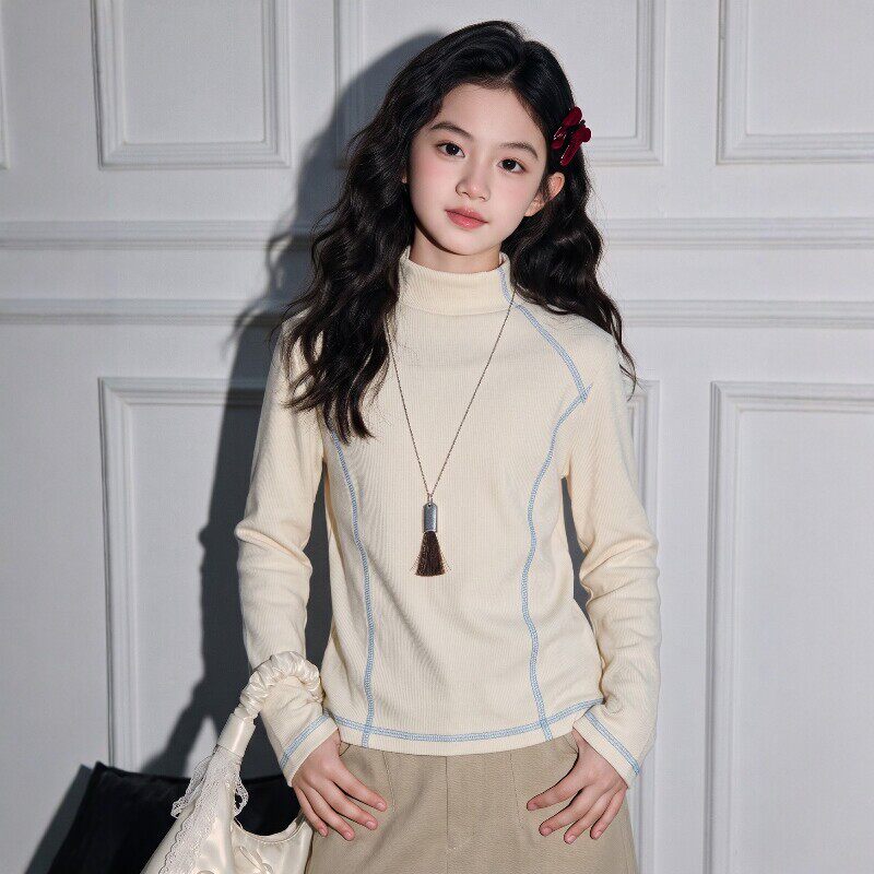 波拉童装女童半高领打底衫秋冬款加厚冬装2026冬装小女孩长袖上衣