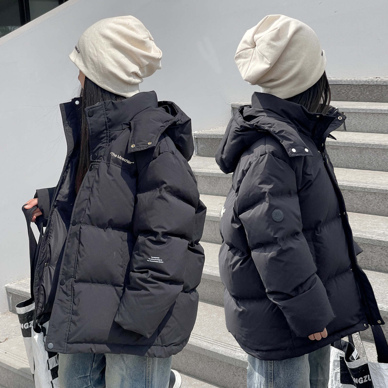 波拉童装冬季新款儿童羽绒服男童女童连帽加厚白鸭绒外套韩版时尚