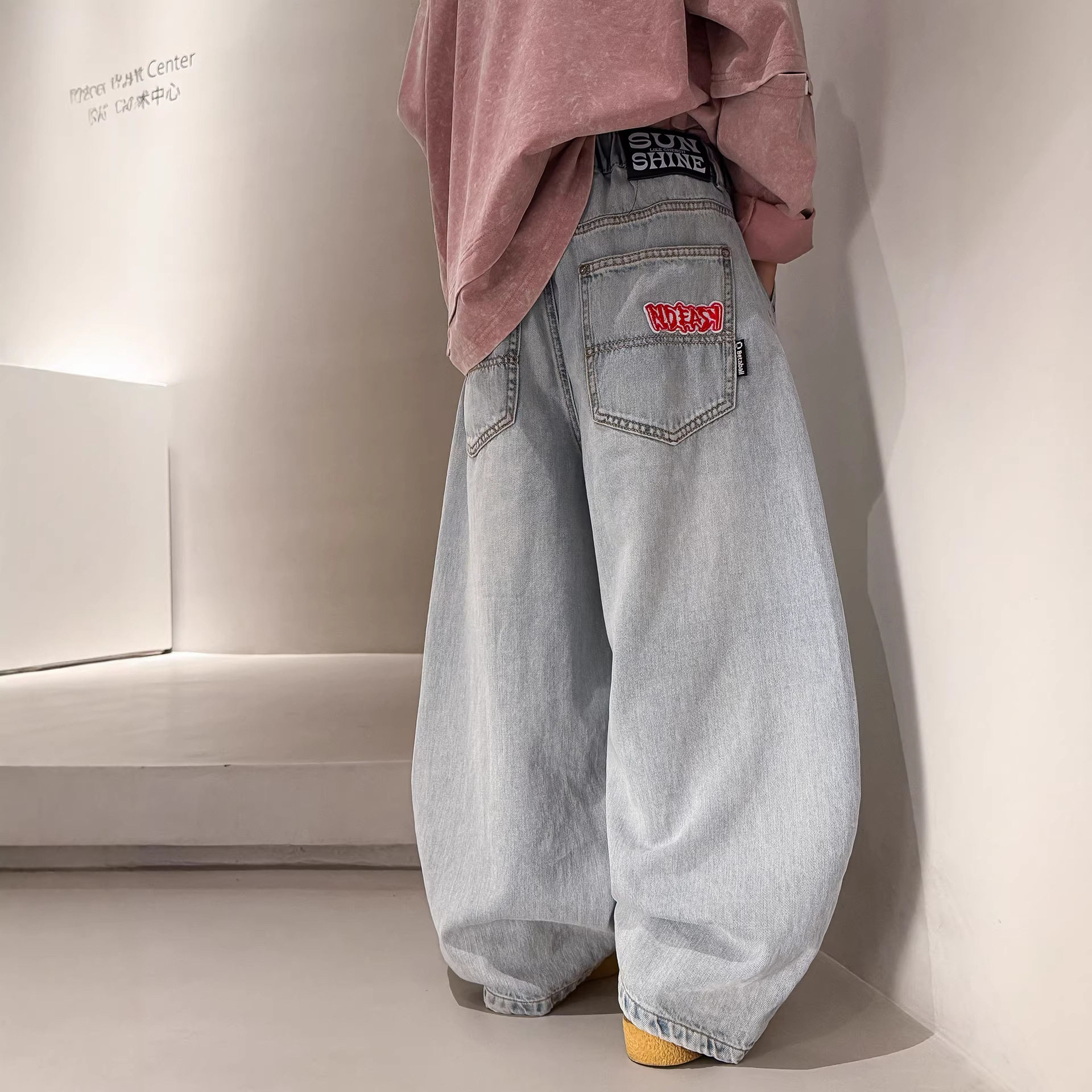 波拉童装男童牛仔裤春秋款2026春装大儿童装痞帅宽松休闲直筒裤子