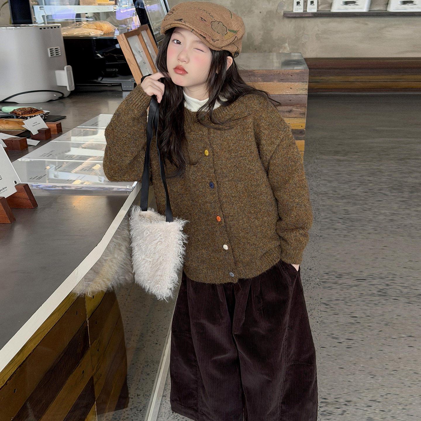 波拉童装女童套装秋装2026秋装大童韩系开衫针织毛衣八分裤两件套