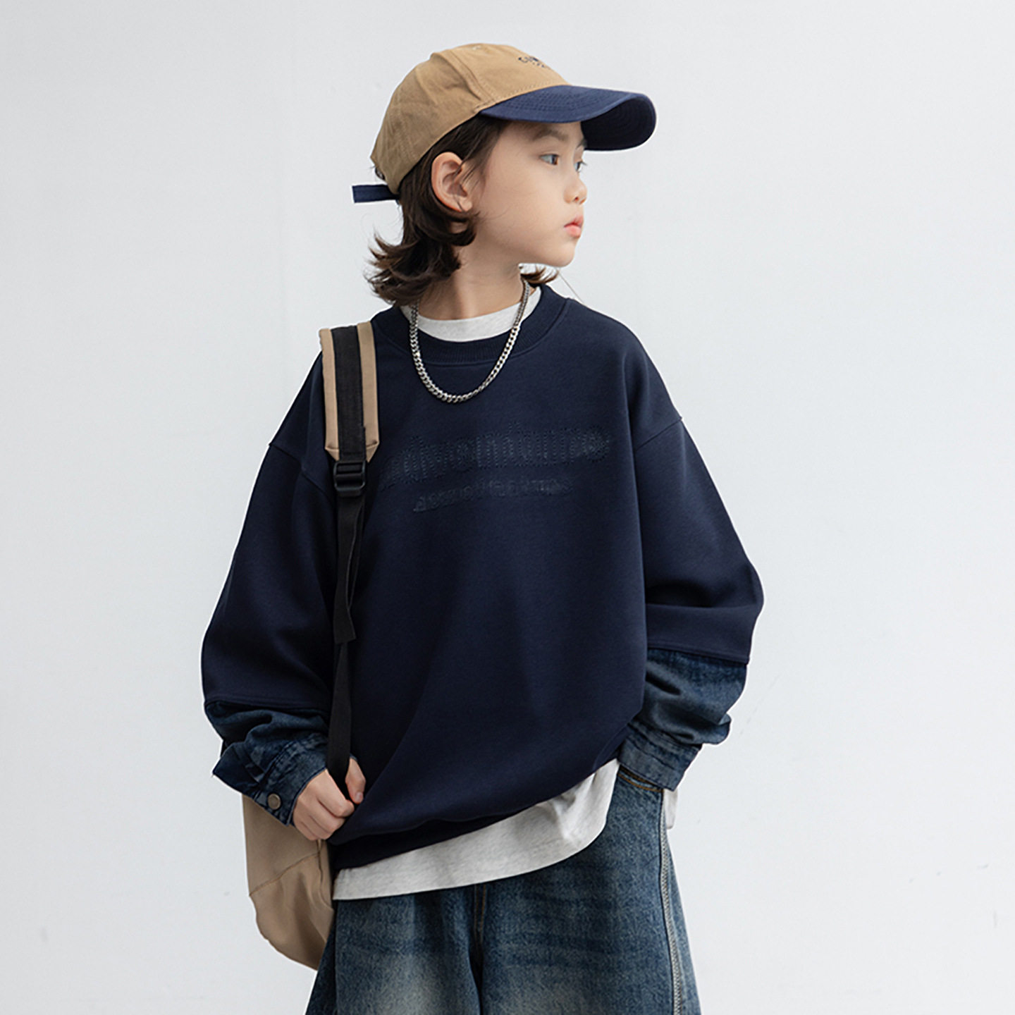 波拉童装男童卫衣加绒秋冬款2025儿童冬季打底衫加厚一体绒上衣潮