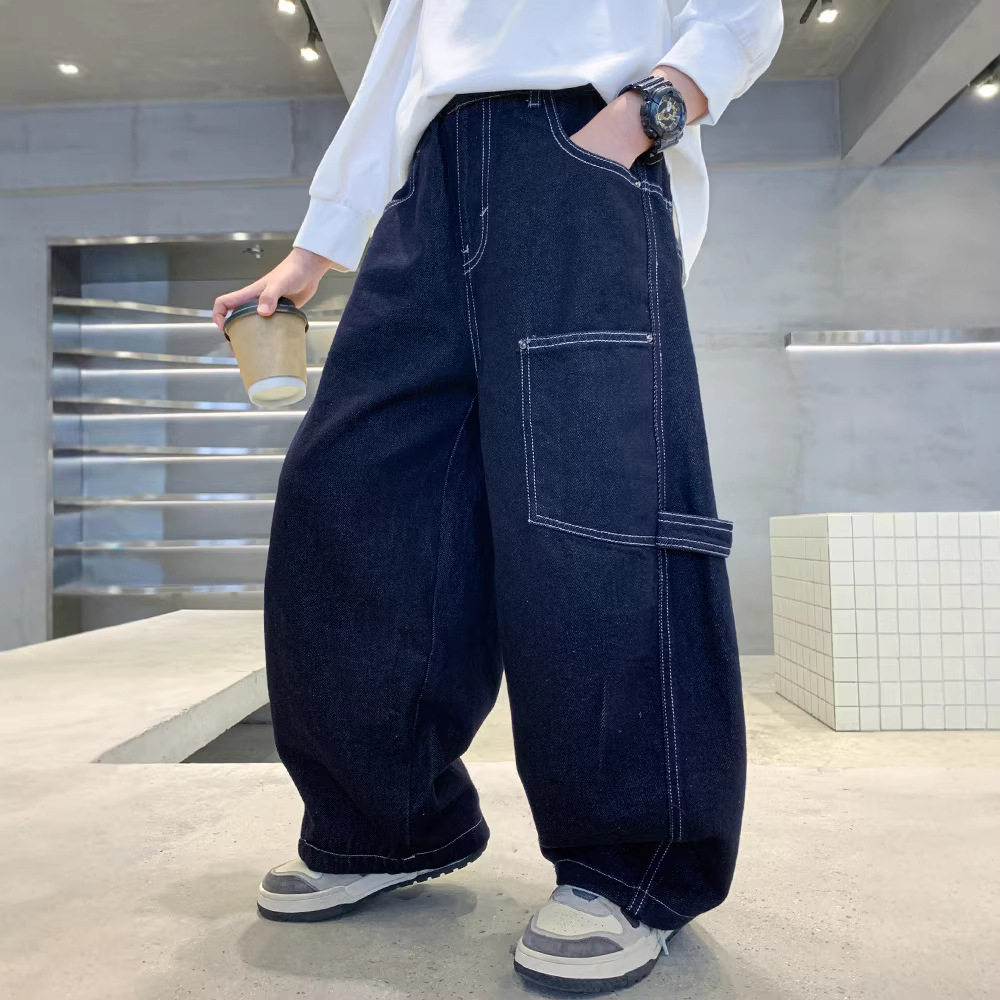 波拉童装儿童牛仔裤春季款2026春装年男童帅气直筒潮童软牛仔休闲