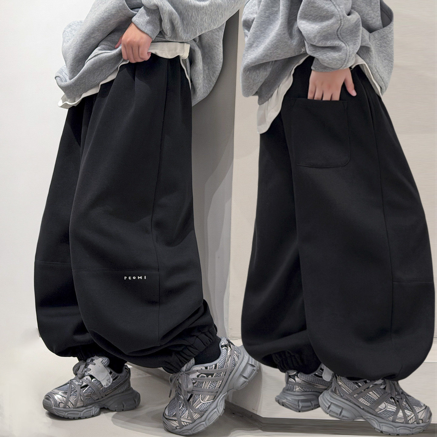 波拉童装男童针织运动裤秋冬款潮2026冬装秋季裤子儿童装加绒卫裤