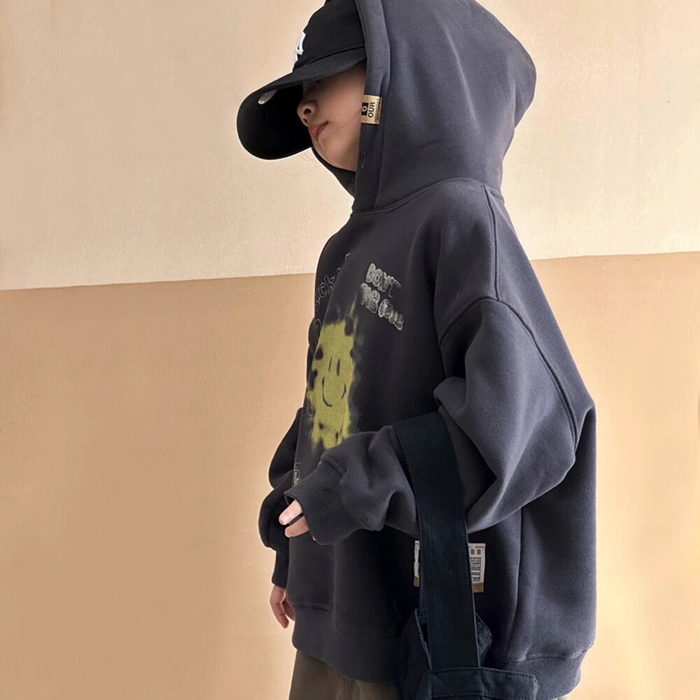 波拉童装女童加绒卫衣2025新款洋气儿童冬装加厚中大童冬季连帽上