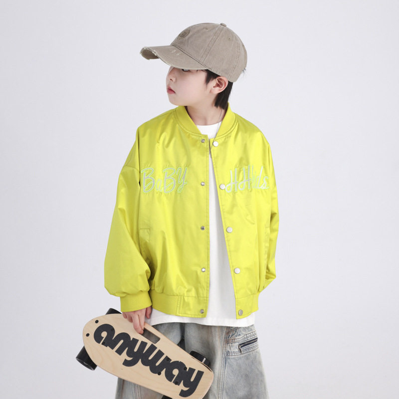波拉童装男大童美式棒球服外套2026儿童男孩炸街运动夹克