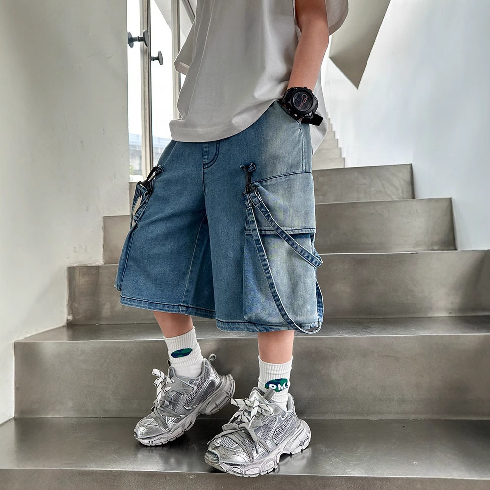 波拉童装男童牛仔裤短裤夏季2026夏装中大儿童夏装裤子男孩夏款五