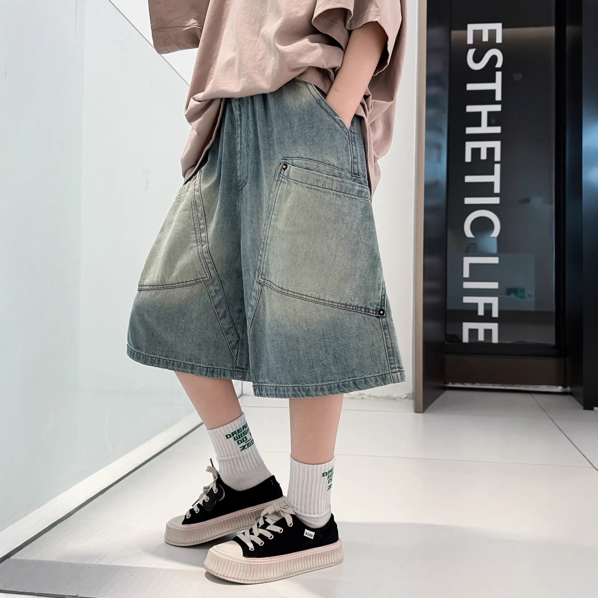 波拉童装男童牛仔裤短裤夏季2026夏装中大儿童夏装裤子男孩夏款休