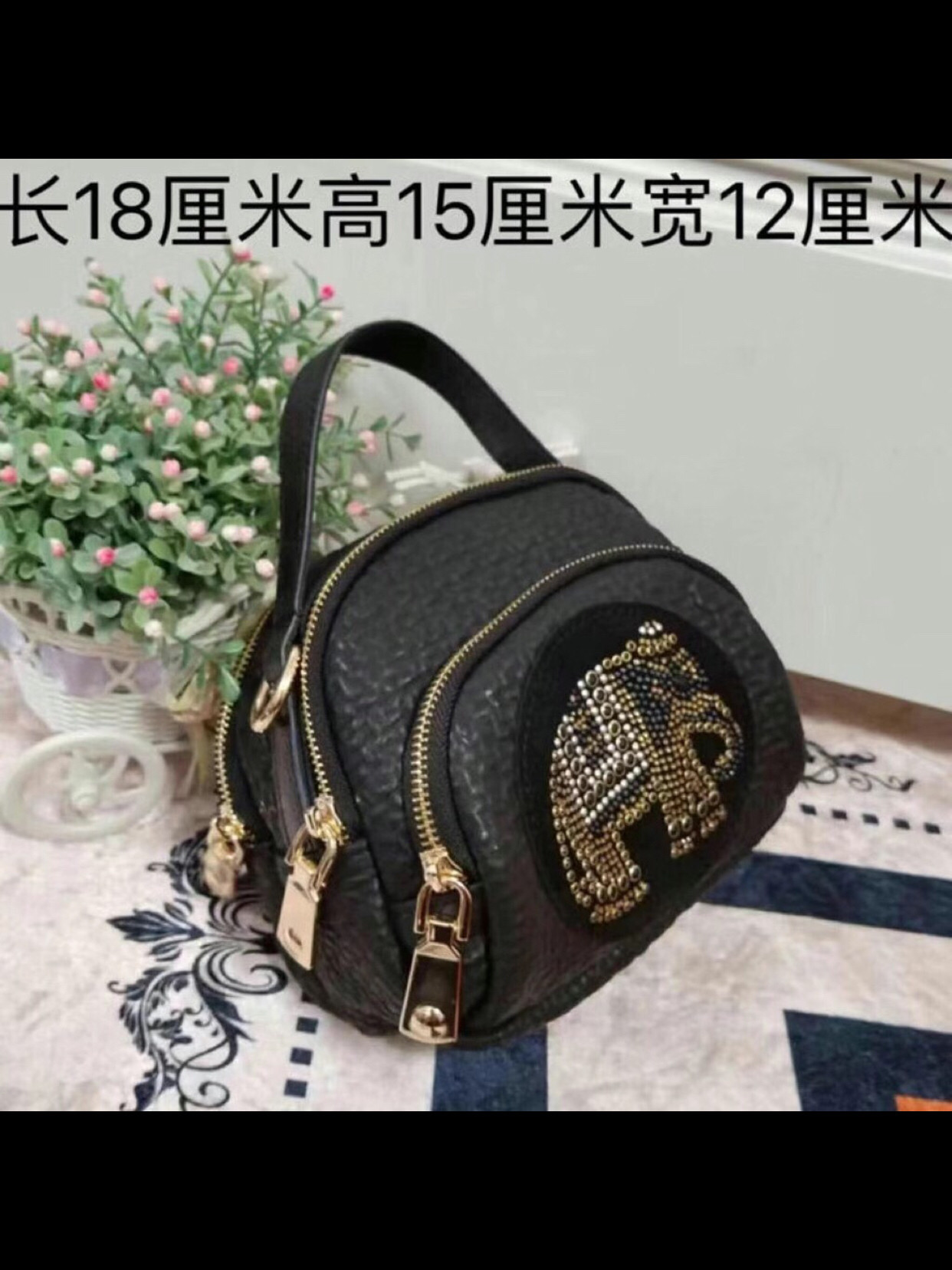 手提斜挎小方包手机包新款多隔层容量大大象镶钻蕾丝网亮片