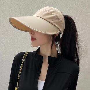 新款夏季防晒帽子女大帽檐遮阳帽可收纳折叠冰丝时尚百搭太阳帽