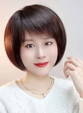 新款短款波波头内扣学生妈妈轻薄透气女士中老年高档整顶全头发套
