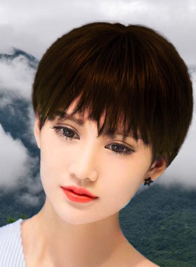 假发女短发自然逼真短碎发时尚蓬松短直发圆脸帅气中性男女假发套