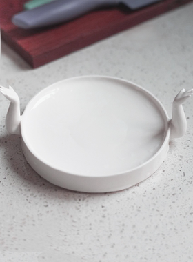 好白商店 UDOLAND摊手耸肩碟子圆形创意搞怪设计白色北欧风格托盘