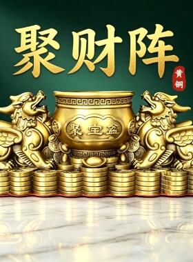 纯铜貔貅聚宝盆招财摆件一对