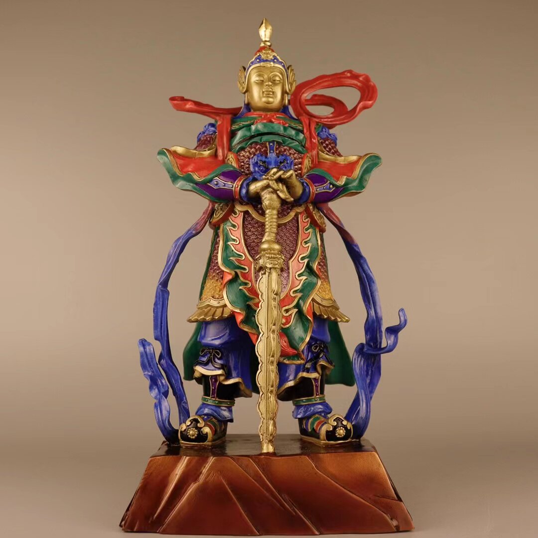 纯铜韦陀菩萨家用佛像关公伽蓝委托左右护法供养神像供奉平安摆件