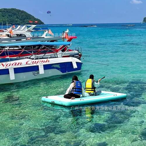 充气水上浮排EVA防滑垫停靠浮桥码头平台漂浮板钓鱼充气浮台垫子
