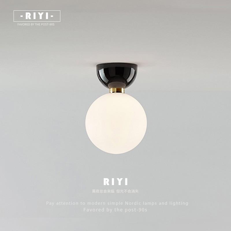 过道吸顶灯意大利入户玄关设计师北欧创意玻璃球艺术衣帽间吸顶灯