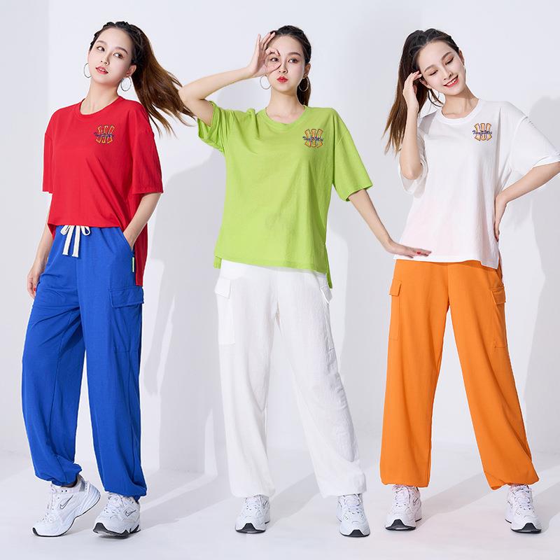 婷姿媄广场舞服装新款套装春夏宽松T版运动曳步舞团体表演练功服