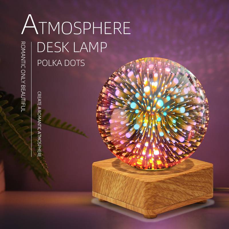 LED3D圆点小夜灯圣诞节日浪漫氛围小台灯USB梦幻魔方氛围灯床头灯