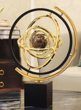 北欧轻奢地球仪摆件高档奢华老板男士办公室桌面装饰家居饰品手工