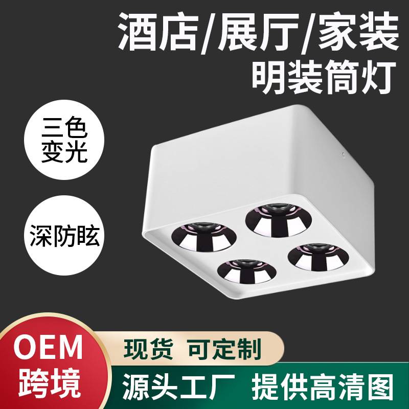 中山灯具厂家cob明装射灯家用客厅斗胆灯防眩全光谱led筒灯