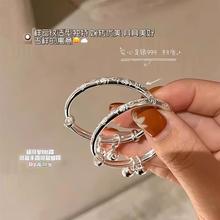 正品宝宝纯银手镯999足银一对实心镯子儿童婴儿小孩生日满月礼物