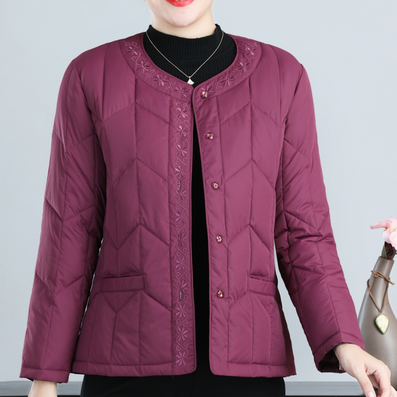 妈妈冬装短款轻薄羽绒棉服外套2024新款中老年人女小棉袄内胆上衣