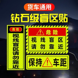 右转必停注意避让货车视线盲区反光车贴纸客车公交车安全警示标贴