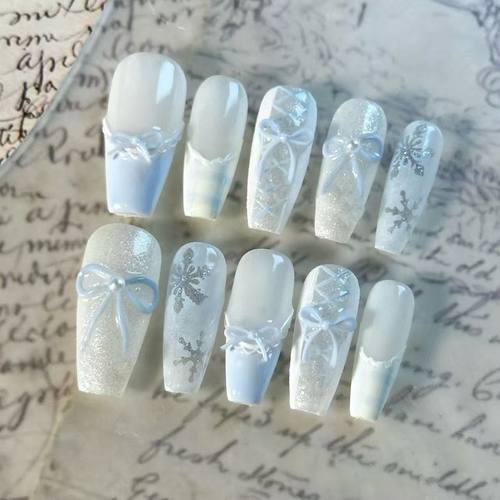 冬季霜雪半手工穿戴甲