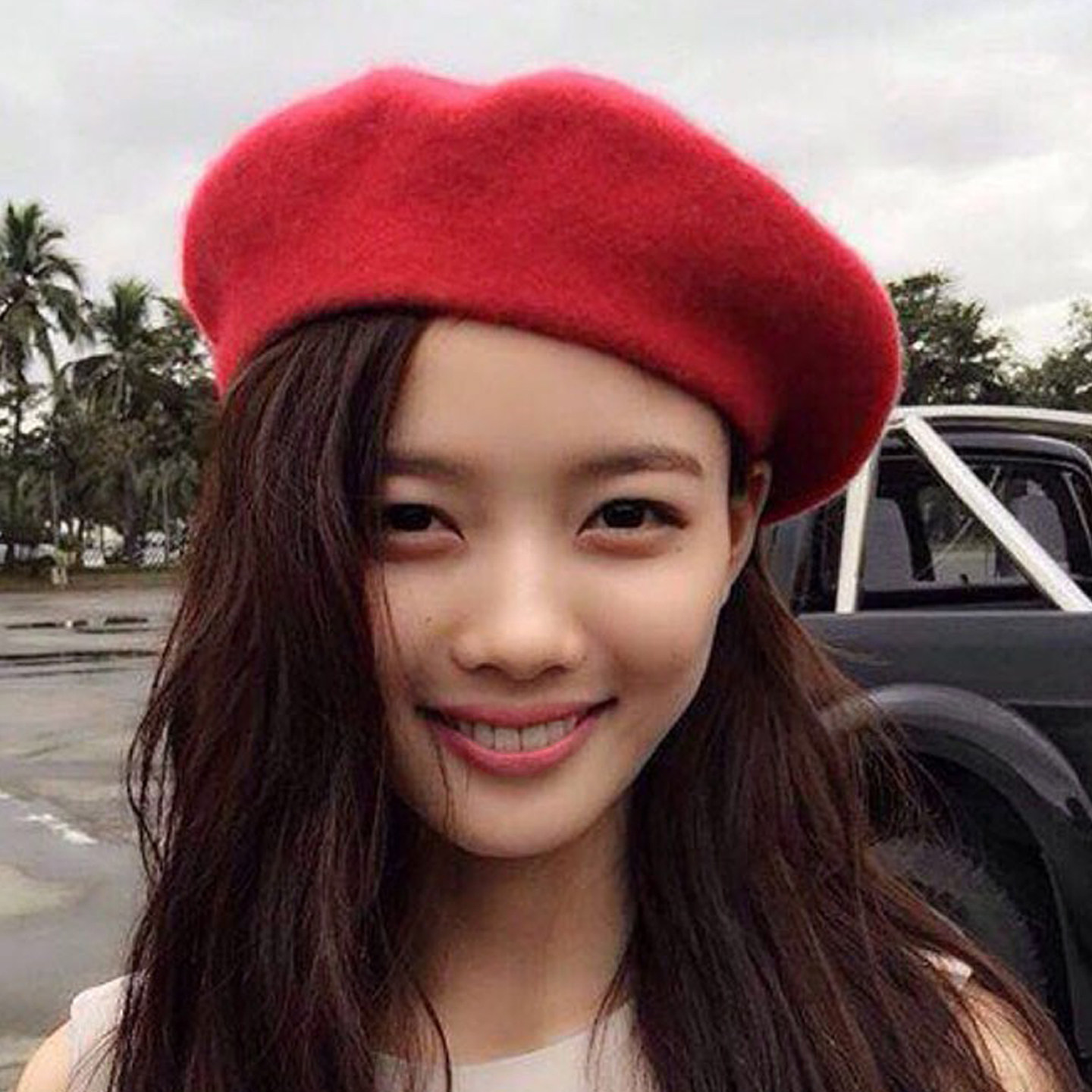 软羊毛贝雷帽软糯不扎纯色羊毛帽