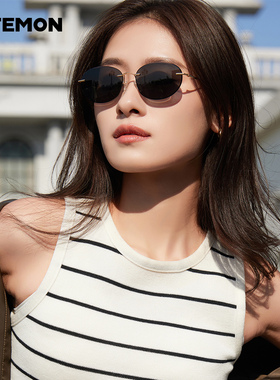 浪特梦2024年新款墨镜女圆框素颜女高清潮流尼龙太阳镜百搭J32066