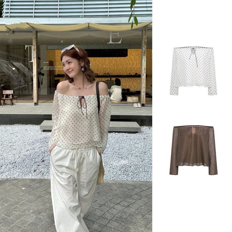 波点两穿系带小A型上衣女