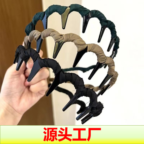 高级感布艺波浪发箍女款碎发整理