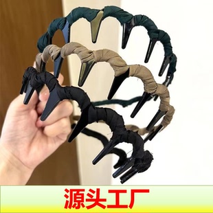 高级感布艺波浪发箍女款 碎发整理神器高颅顶头箍带齿防滑洗脸发卡