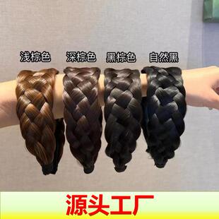 假发发箍五股辫加厚宽边手工鱼骨辫麻花头箍女夏天高颅顶压发发窟