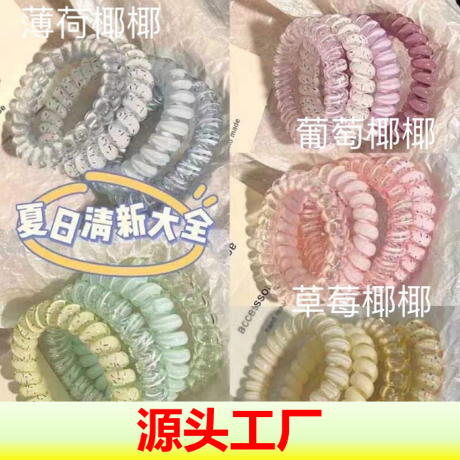 简约无痕不伤发电话线发圈头饰高弹力头绳高端皮筋女扎头马尾发绳