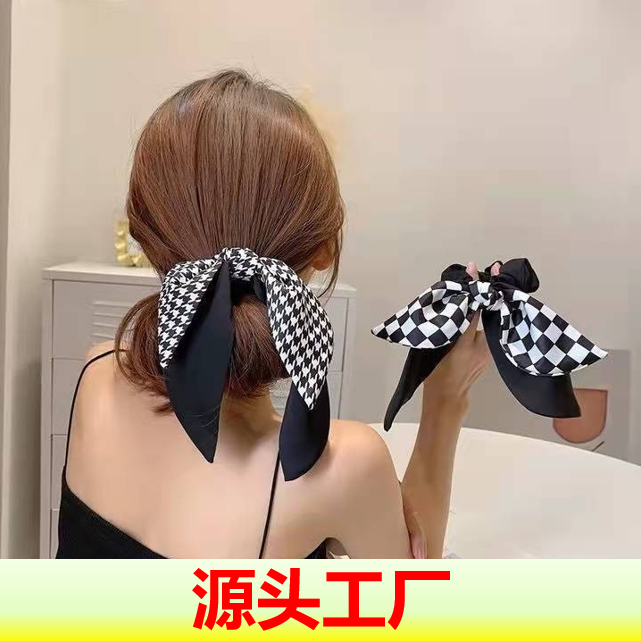 初春新款黑白格肥肠圈蝴蝶结飘带发饰千鸟格大肠发圈弹力头绳饰品,饰品/流行首饰/时尚饰品新,发饰,淘宝优惠券,粉丝福利购,淘宝优惠卷