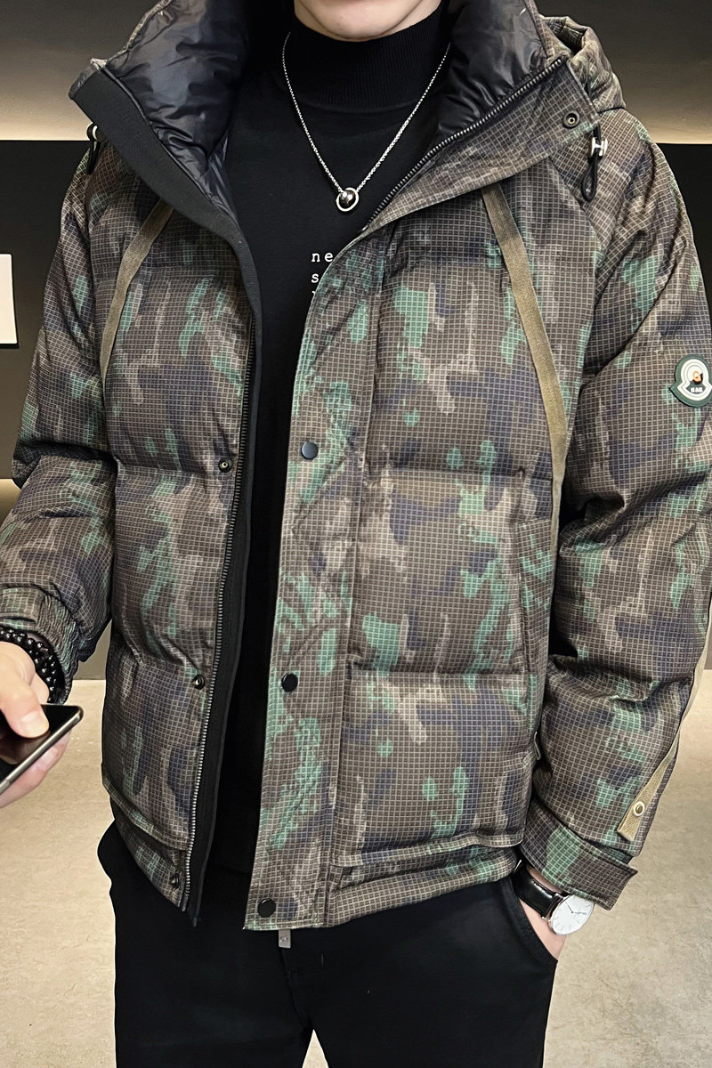 模特店主风2025标90白鸭绒男士迷彩连帽羽绒服912P320,男装羽绒服,电商D227