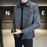 模特2026年春装男士机车皮衣PU皮夹克外套2506P140灰色，男装夹克，电商D227