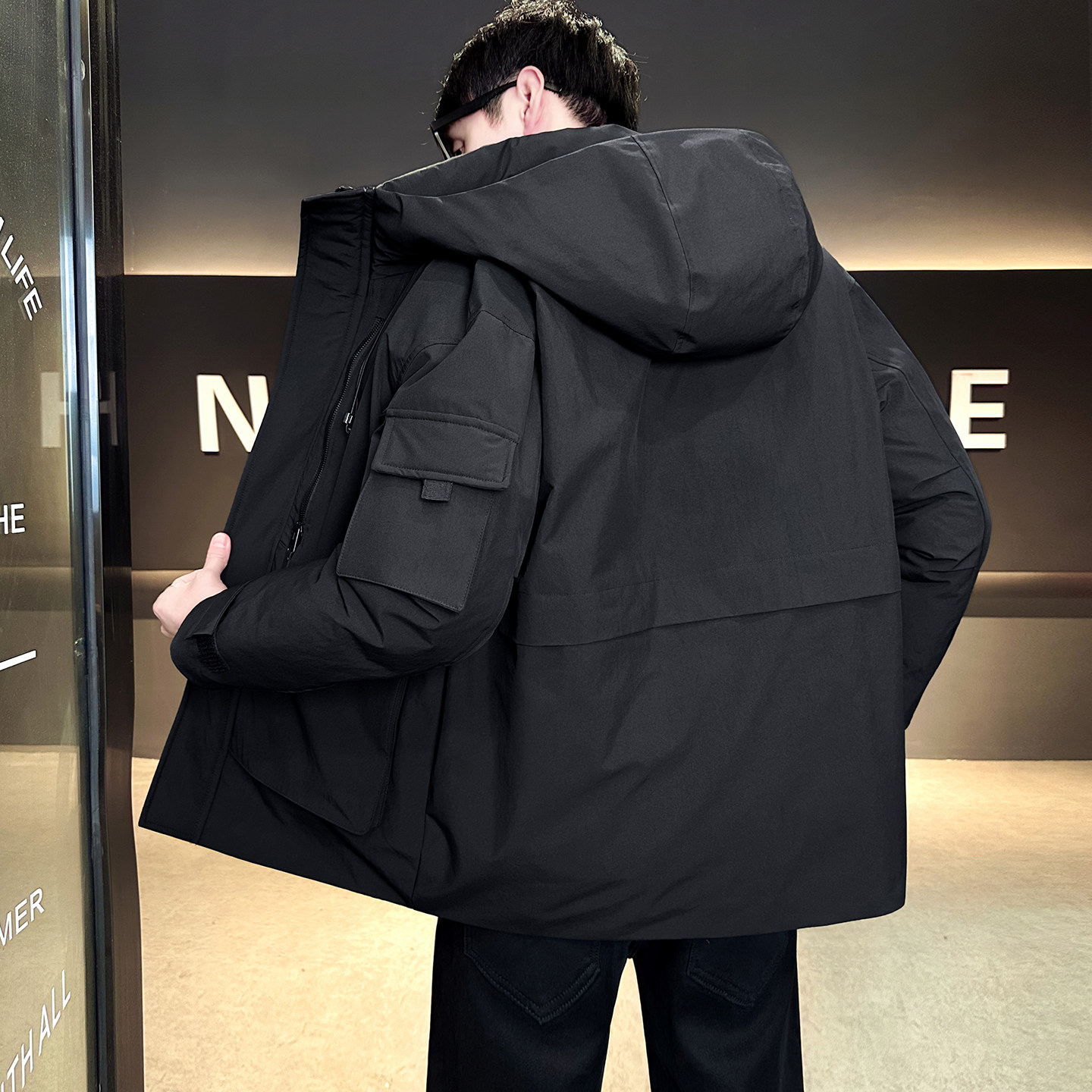 模特2025冬季男士连帽新标90白鸭绒羽绒服8060P320绿色,男装羽绒服,电商D227