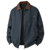 平铺摆拍2025年秋装翻领长袖夹克外套25602P120蓝色，男装夹克，电商D227