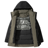 平铺2025冬季男士连帽新标90白鸭绒羽绒服8060P320黑色，男装羽绒服，电商D227