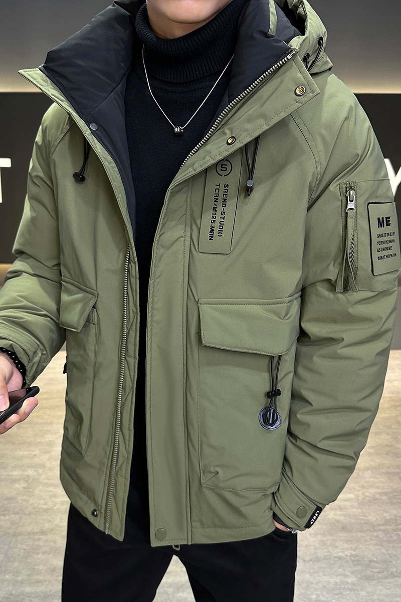 模特店主风2025羽绒服男士连帽工装冲锋衣外套2379P185卡其,男装夹克,电商D227